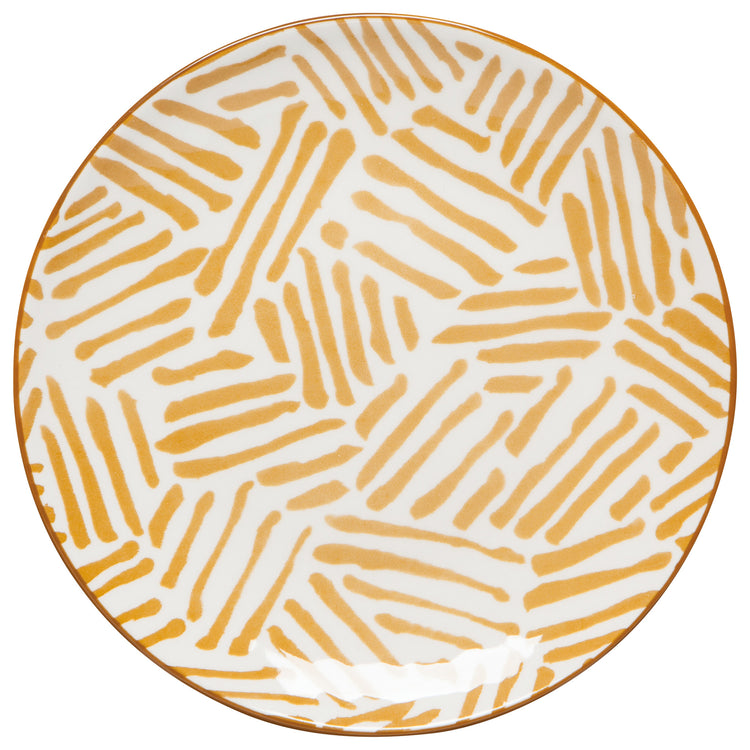 Ochre Lines Stamped Appetizer Plate 6 inch