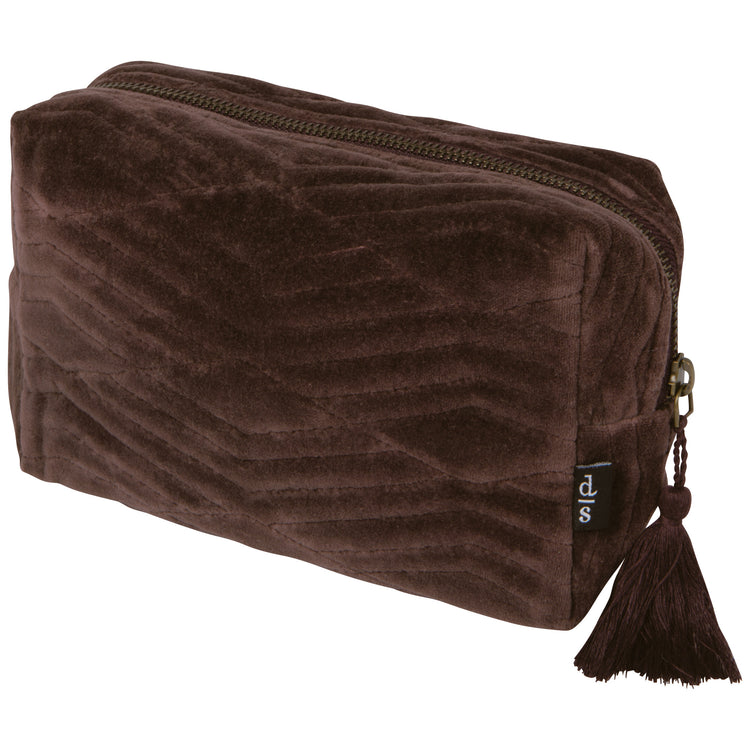Fig Quilted Velvet Cosmetic Bag