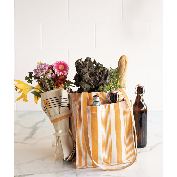 Ochre Stripe Shopping Tote