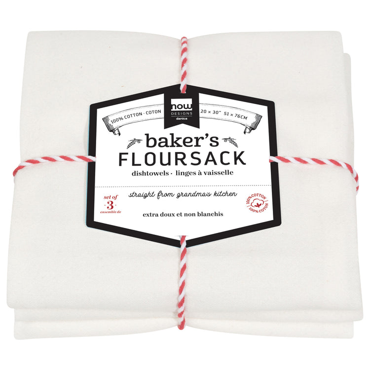 Unbleached Cotton Baker's Floursack Dishtowels Set of 3