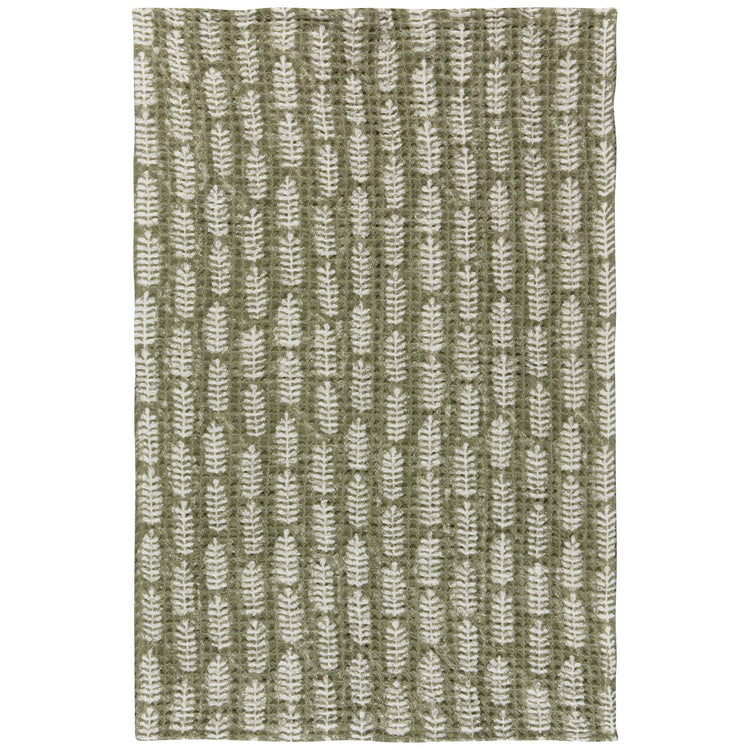 Fern Block Print Waffle Dishtowel