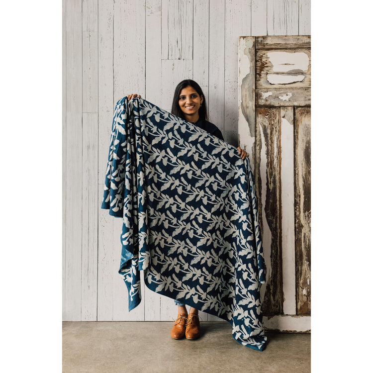 Flourish Block Print Tablecloth 90 x 60 inch