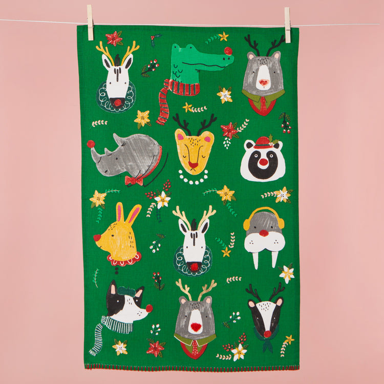 Rudolph Imposter Christmas Dishtowel