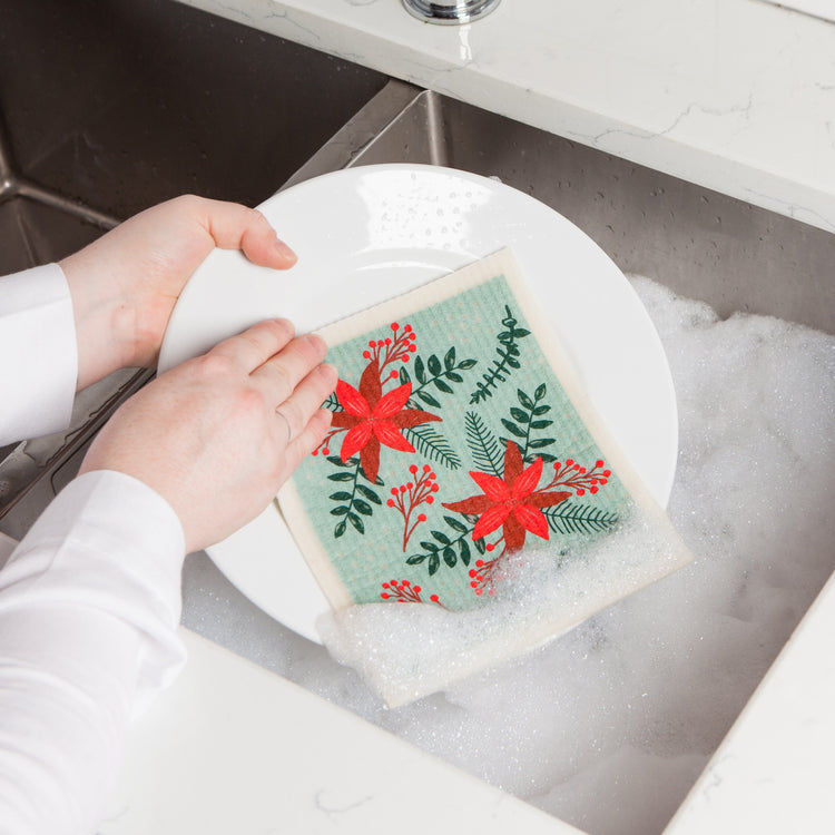 Poinsettia Swedish Sponge Cloth