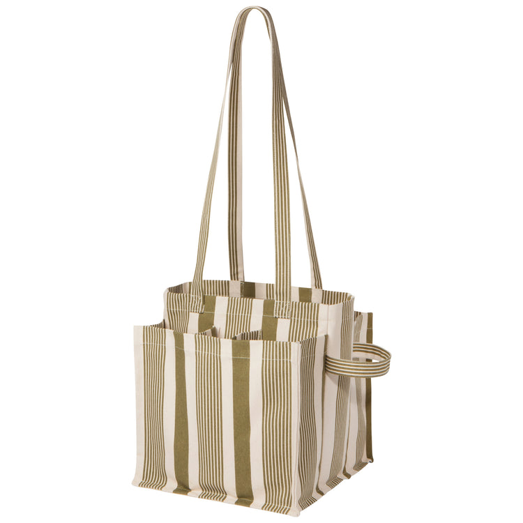 Sage Stripe Shopping Tote