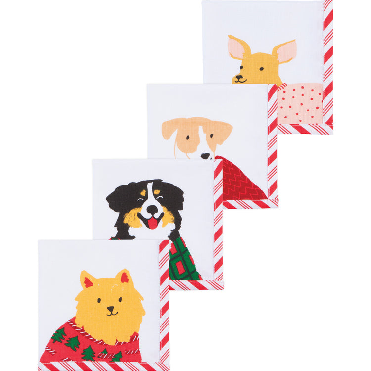 Holiday Hounds Cocktail Napkins Set of 4