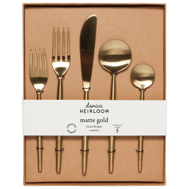 Matte Gold Taper Flatware Set of 5