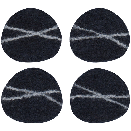 Striato Felt Wool Coasters Set of 4 - Midnight