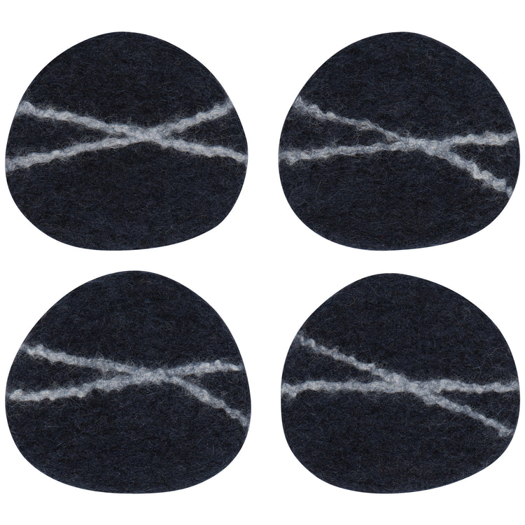 Striato Felt Wool Coasters Set of 4 - Midnight