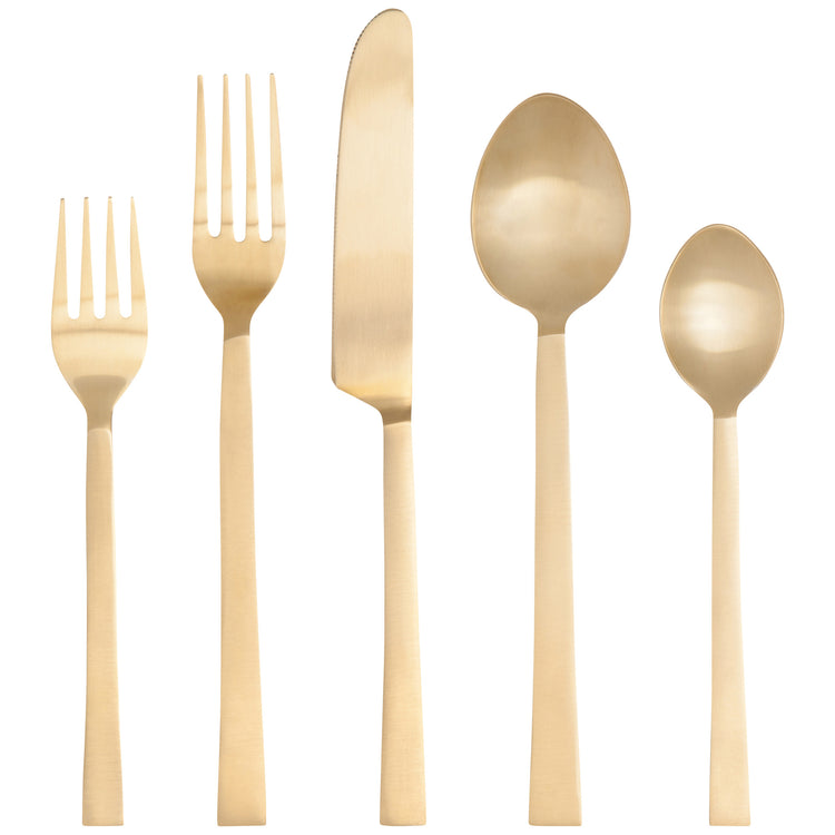 Matte Gold Edge Flatware Set of 5