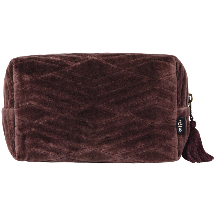 Fig Quilted Velvet Cosmetic Bag