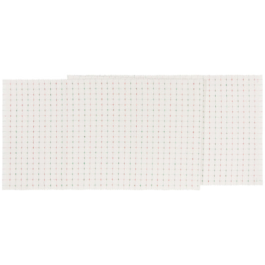Natural Red Green Ribbed Christmas Runner