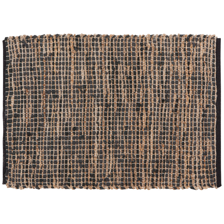 Cooper Black Leather Chind Rug 2 x 3 ft