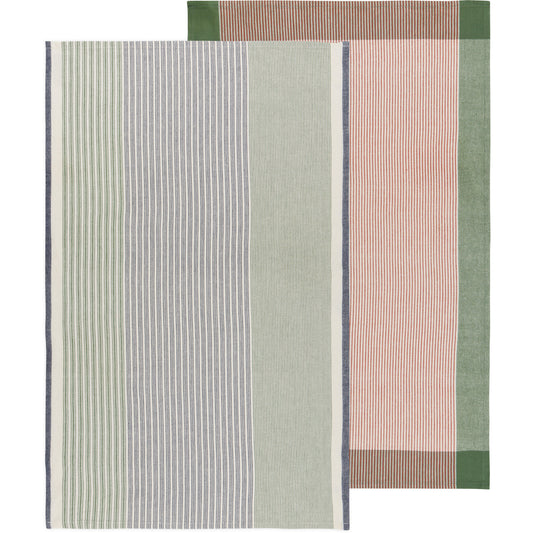 Jade Green Array Stripe Dishtowel Set of 2