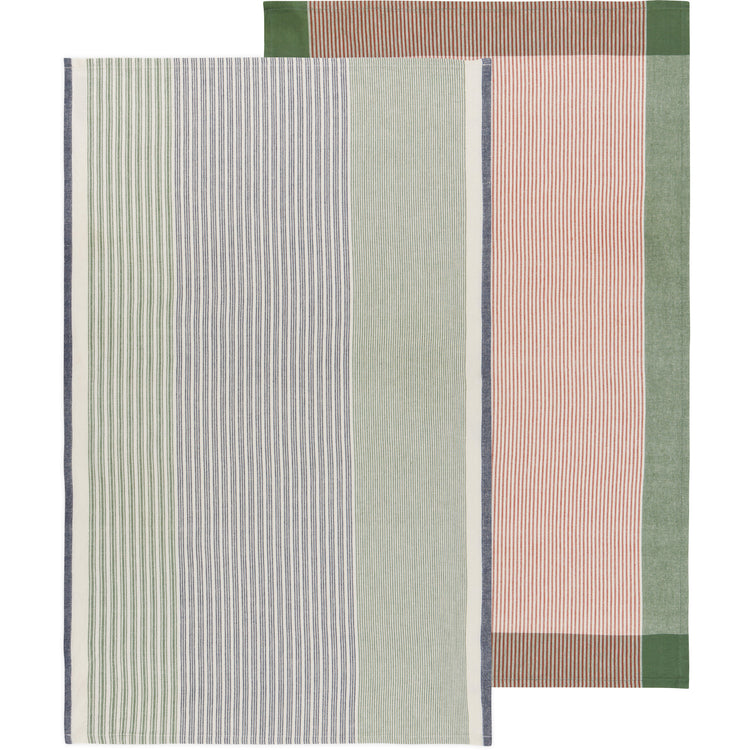 Jade Green Array Stripe Dishtowel Set of 2