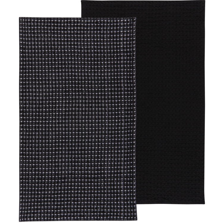 Second Spin Black Waffle Dishtowel Set of 2
