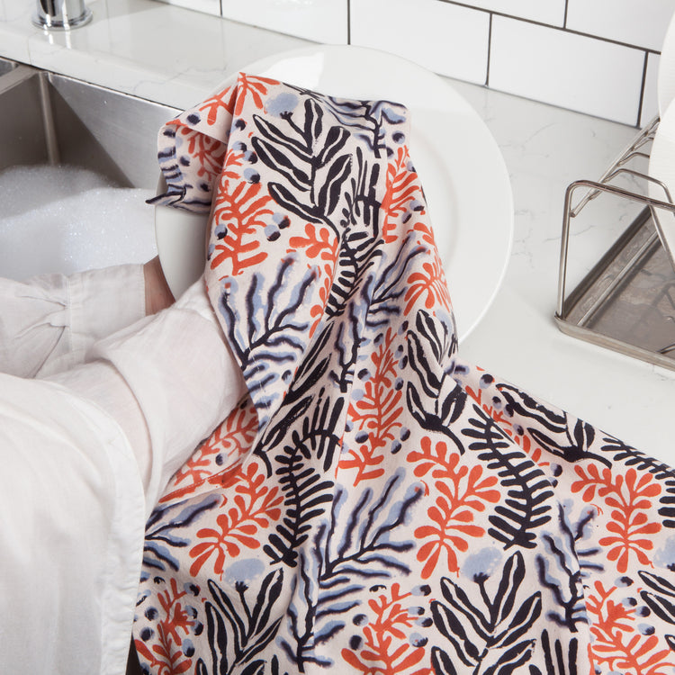 Entwine Block Print Dishtowel