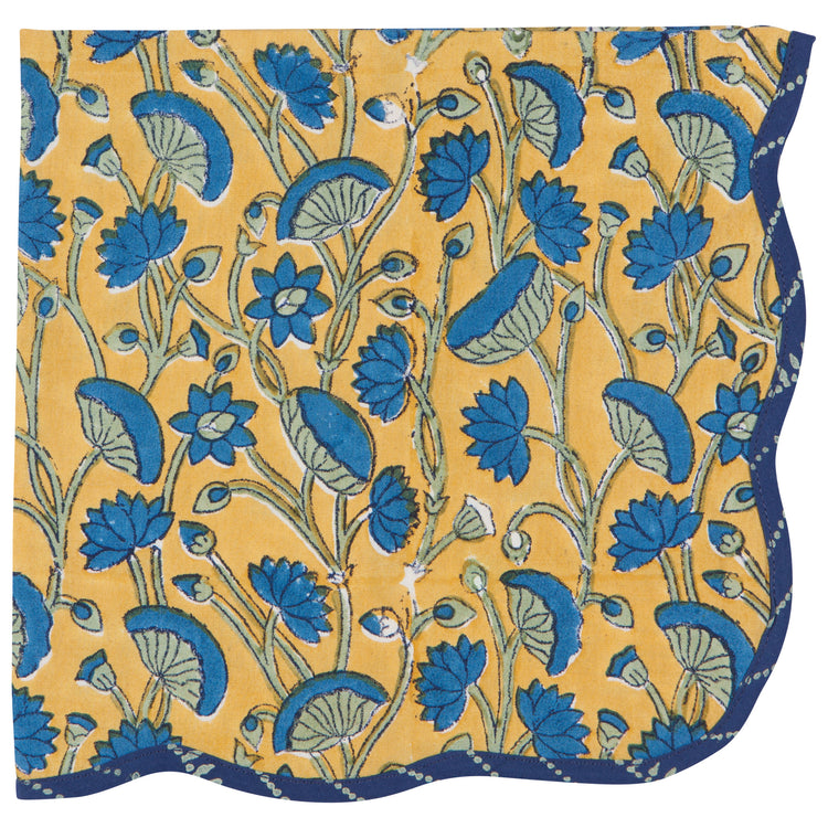 Fan Flower Block Print Napkins Set of 4