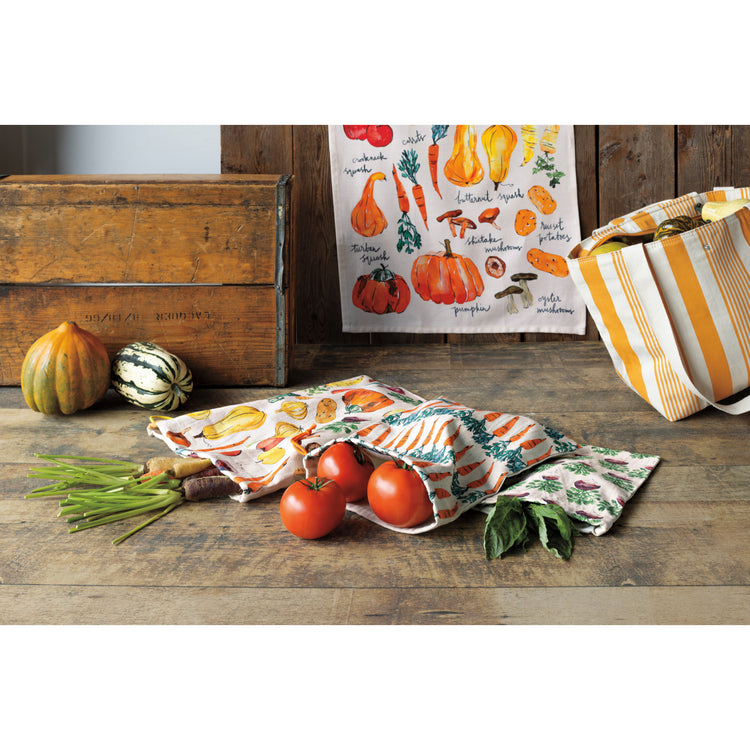 Ochre Stripe Fold-Up Fresh Tote