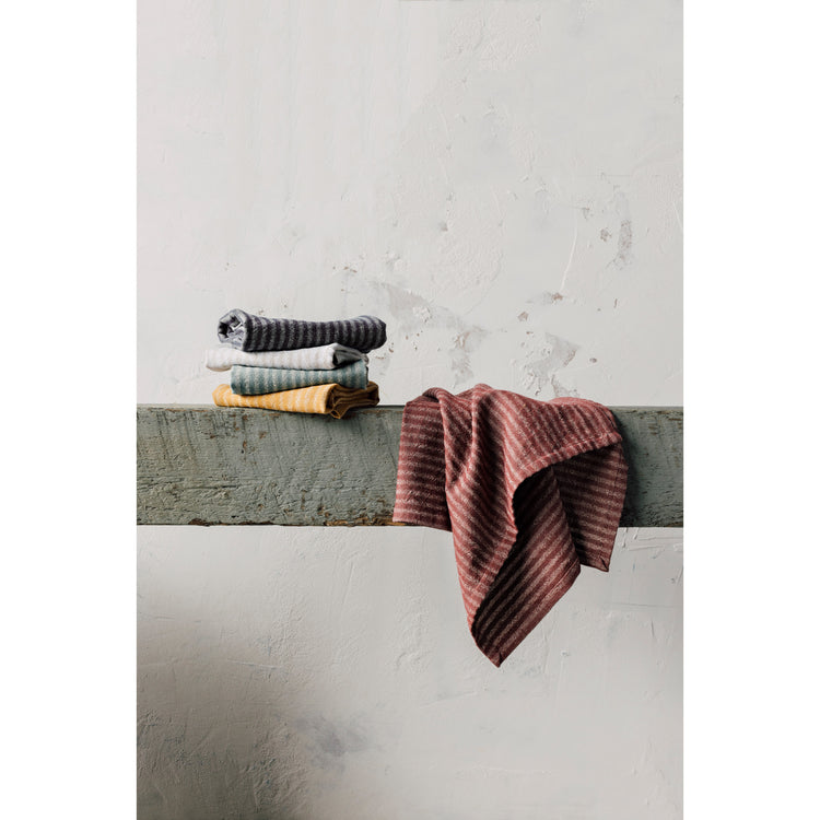 Wine Stripe Linen and Cotton Dishtowel