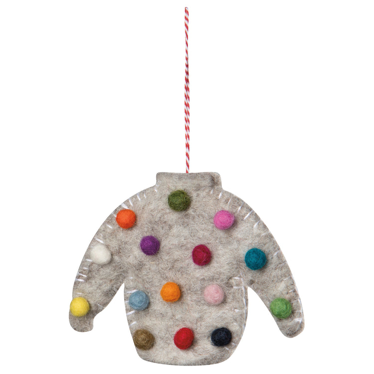 Ugly Xmas Sweater Felt Christmas Tree Ornaments - 3 Assorted Styles