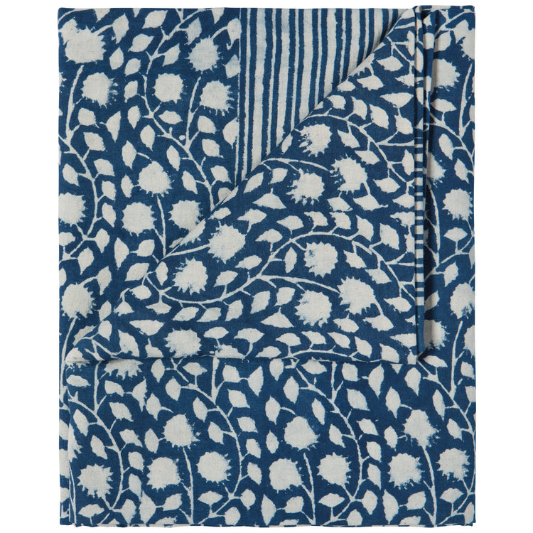 Vinebloom Block Print Tablecloth 90 x 60 inch