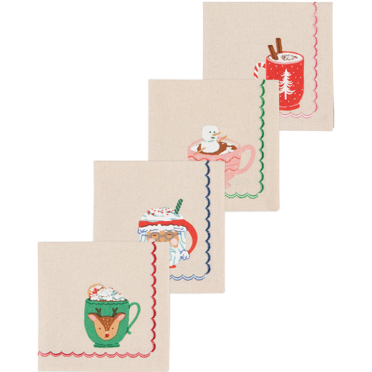 Cozy Cups Christmas Cocktail Napkins Set of 4