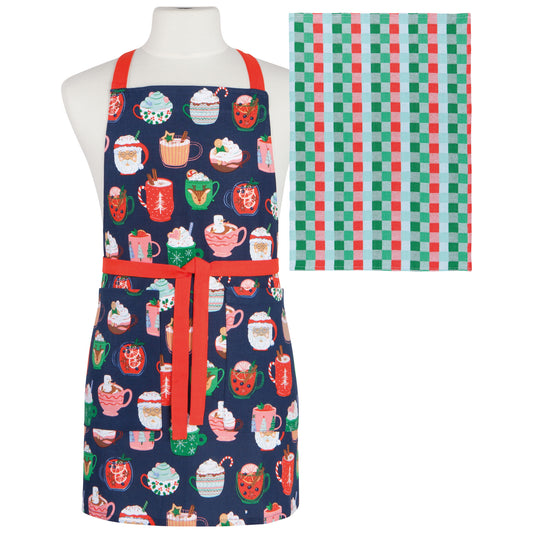Cozy Cups Christmas Apron & Dishtowel Set