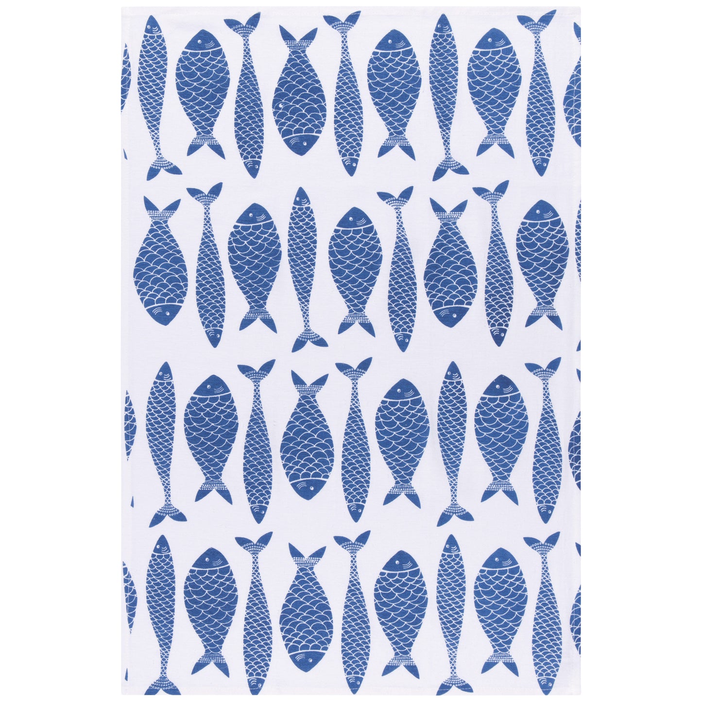 Fish Print Royal Blue Floursack Dishtowels Set of 2