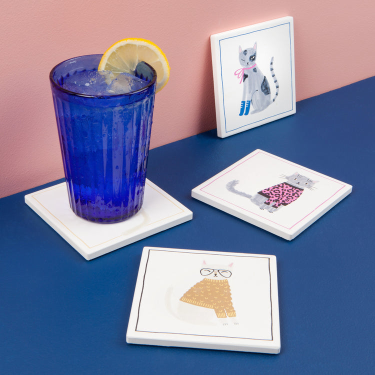 Feline Fine Soak Up Coaster Set of 4