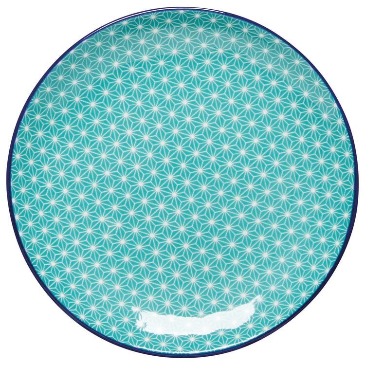 Aqua Stars Stamped Appetizer Plate 6 inch