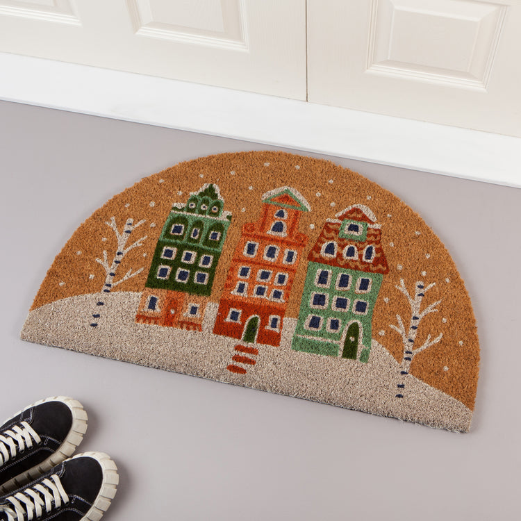 Candy Cane Lane Shaped Coir Fibre Doormat