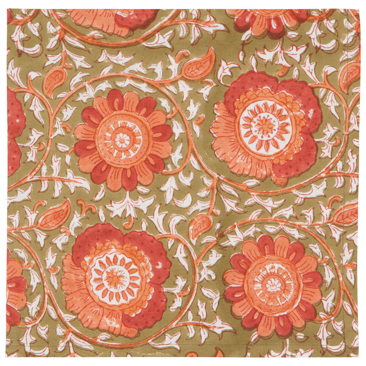 Zinnia Block Print Napkins Set of 4