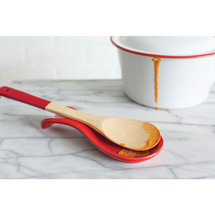 Red Stoneware Spoon Rest