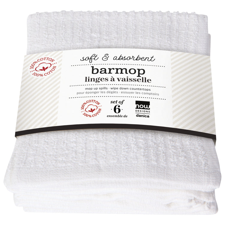 Utility Barmops Small White Set of 6