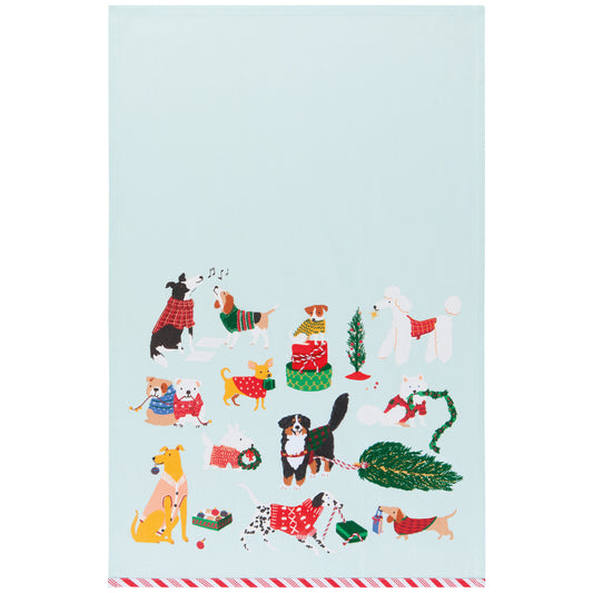 Holiday Hounds Christmas Dishtowel