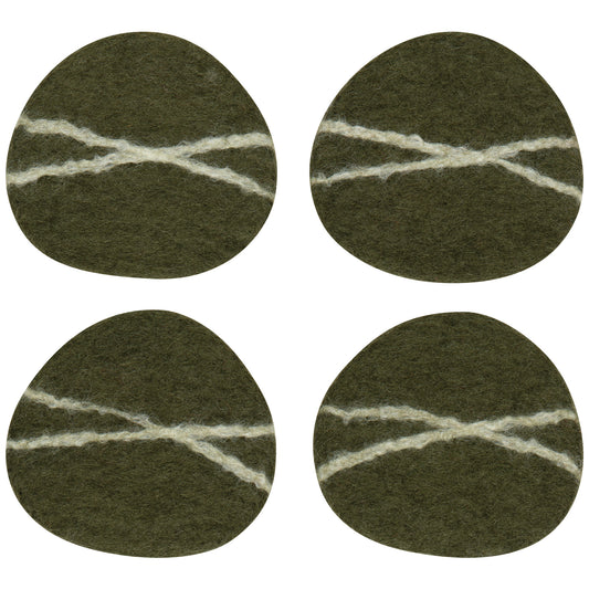 Striato Felt Wool Coasters Set of 4 - Olive Branch