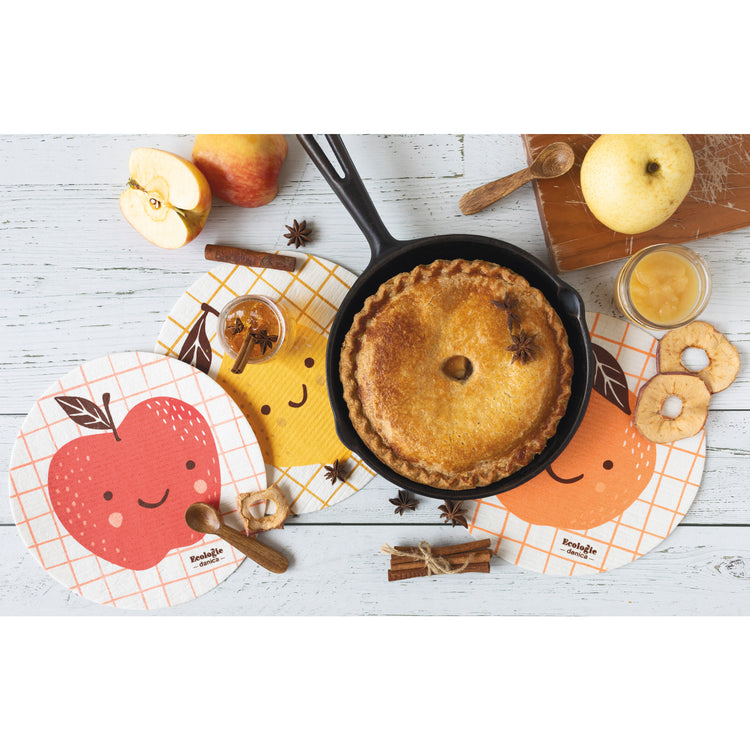 Fruit Face Apple Round Dishcloth