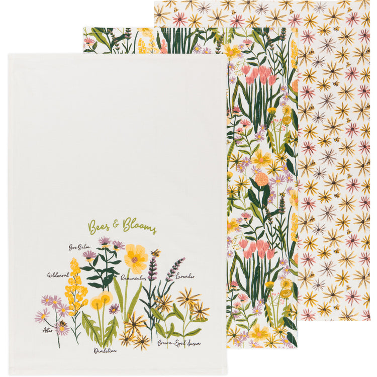 Bees & Blooms Bakers Floursack Dishtowels Set of 3