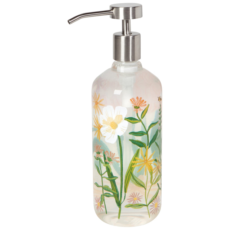 Bees & Blooms Glass Soap Pump