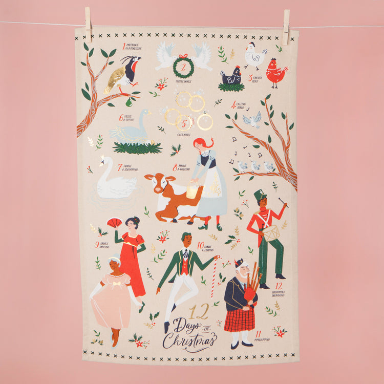 12 Days of Christmas Decorative Dishtowel