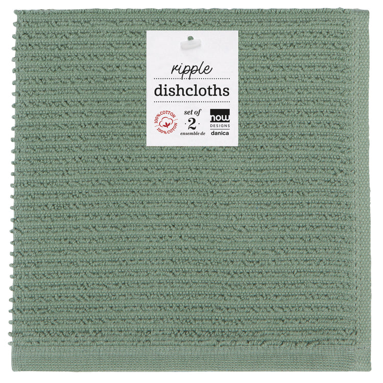 Ripple Elm Green Dishcloths Set of 2