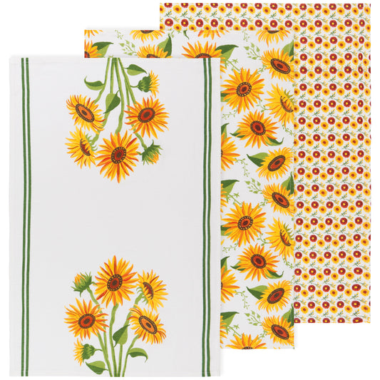 Sunflower Splendor Baker's Floursack Dishtowels Set of 3