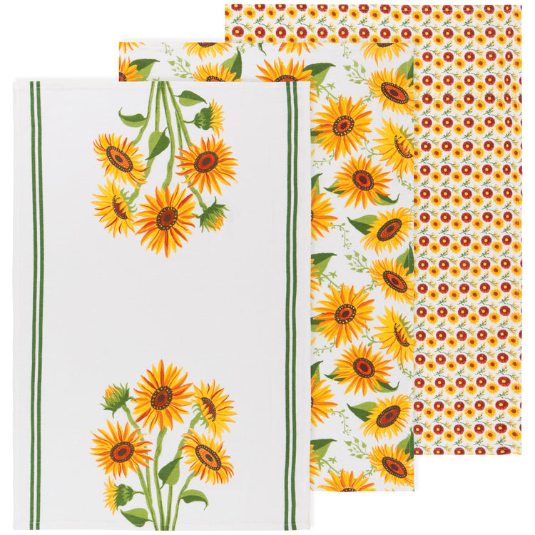 Sunflower Splendor Baker's Floursack Dishtowels Set of 3