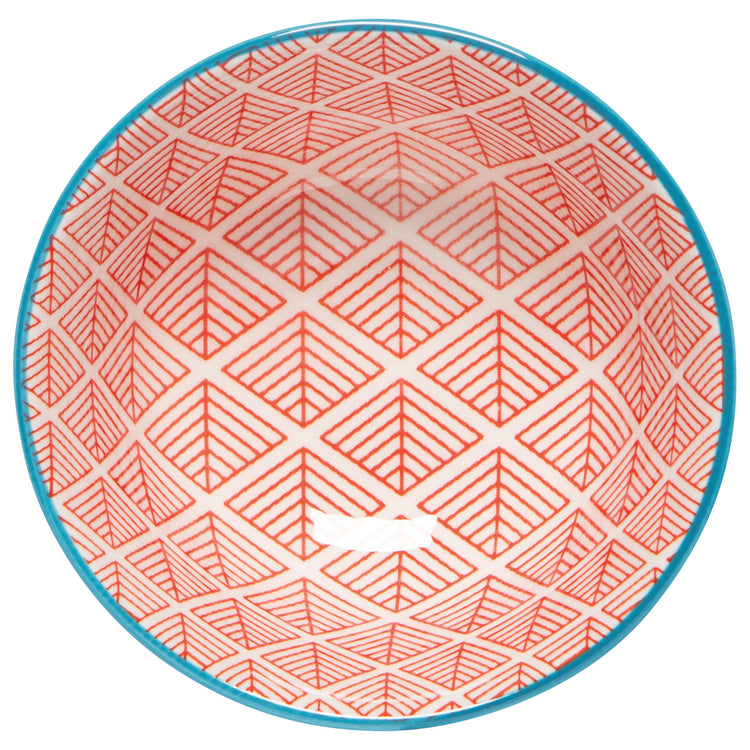 Blue Red Dash Stamped Bowl 3.5 inch