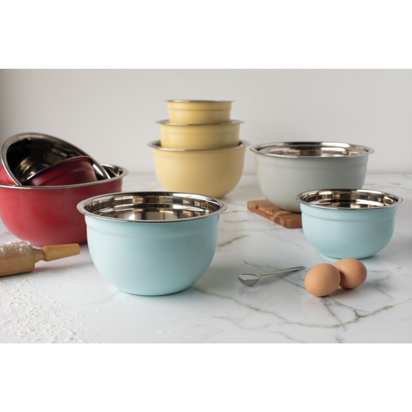 Matte Steel Fog Gray Mixing Bowls Set of 3