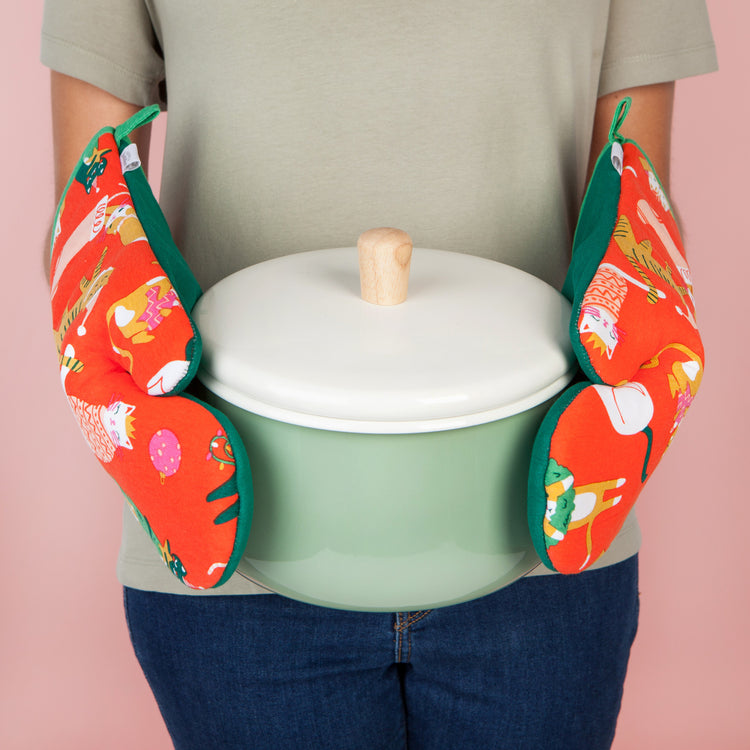 Let it Meow Christmas Oven Mitts Set of 2