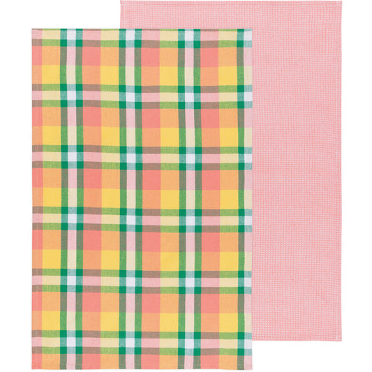 Recycled Cotton 2nd Spin Plaid Meadow Dishtowels Set of 2