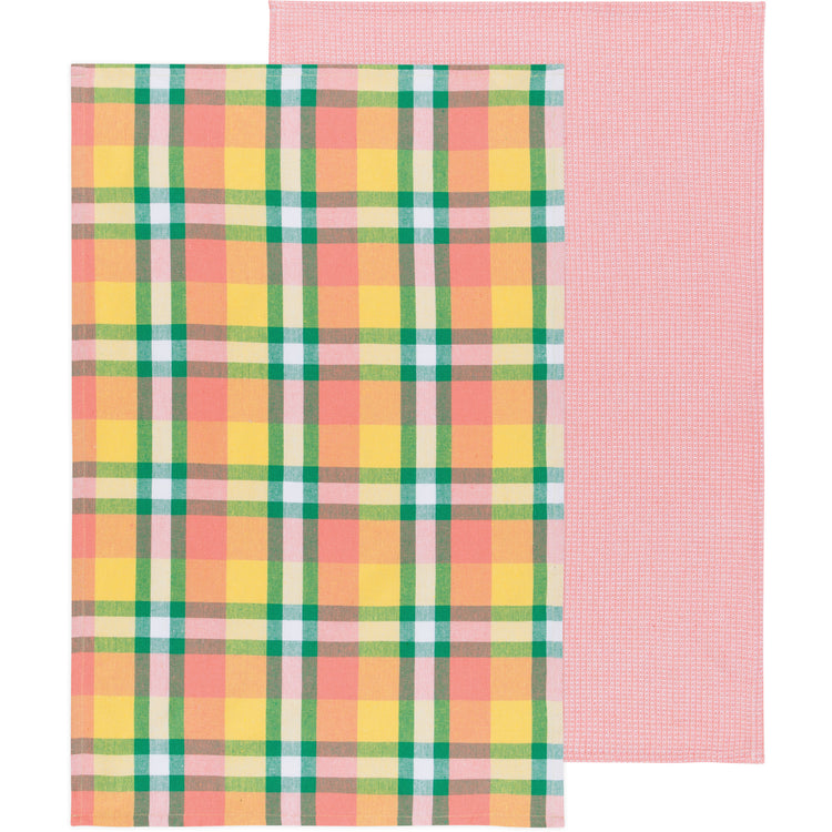 Recycled Cotton 2nd Spin Plaid Meadow Dishtowels Set of 2