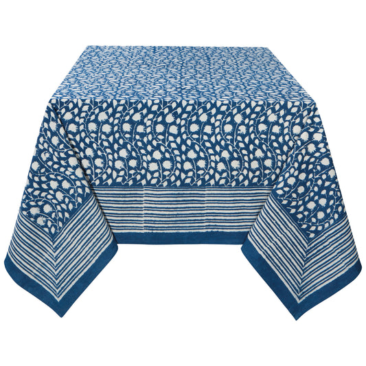 Vinebloom Block Print Tablecloth 90 x 60 inch